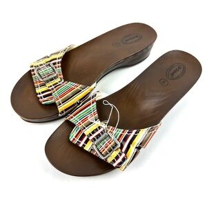 Dr Scholls Advanced Comfort Slides 9 Striped Slip On Sandals Womens Brand New